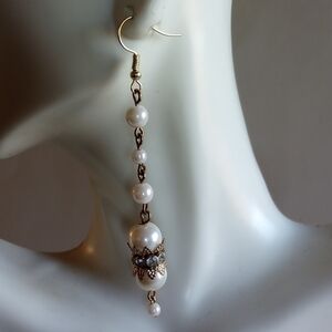 Elegant Faux Pearl and Gold Earrings Set